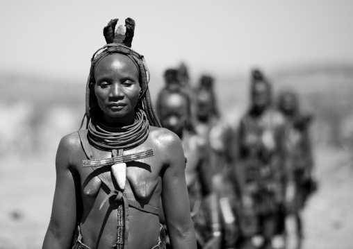 Group Of Muhimba Women Walking, Village Of Elola, Angola