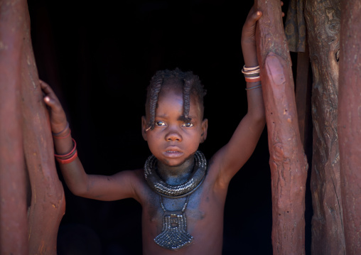 Muhimba Girl At The Entrance Of Her Hut, Village Of Elola, Angola