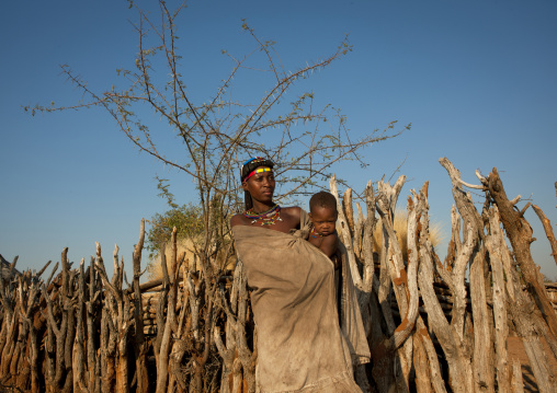 Mucawana Woman With Her Baby In Her Arms, Village Of Mahine, Angola