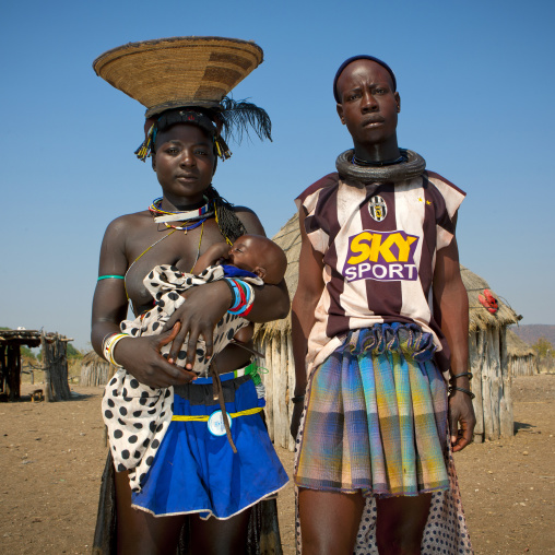 Mucawana Family With The Man Wearing A Juventus Jersey, Village Of Soba, Angola