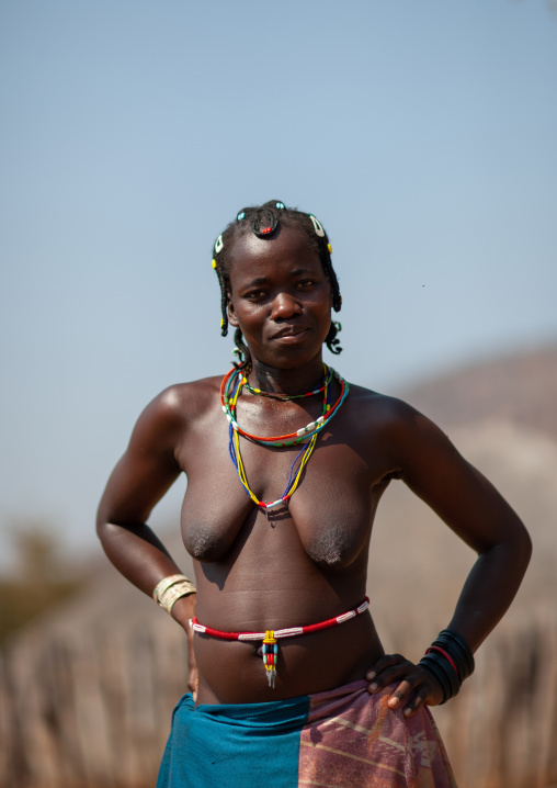 Portrait of a Mudimba tribe woman, Cunene Province, Kuroca, Angola