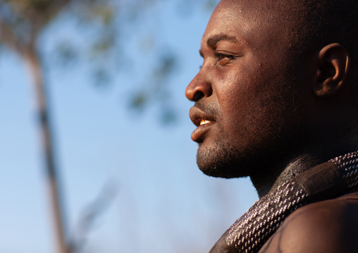 Portrait of a Himba tribe man, Cunene Province, Oncocua, Angola