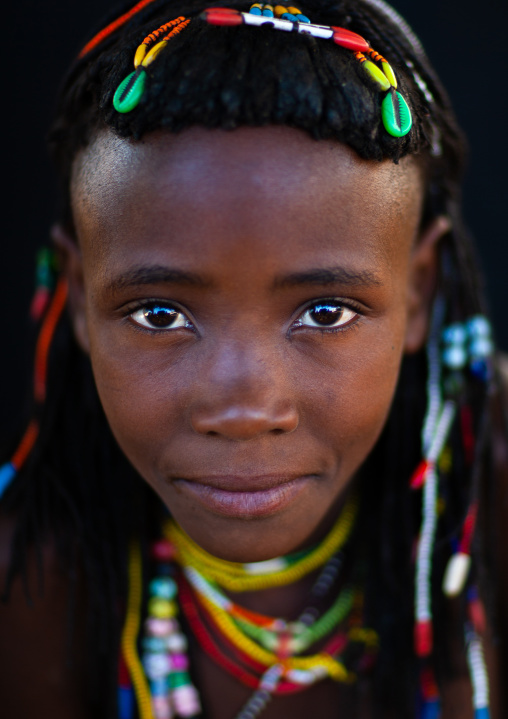 Portrait of a Muhacaona tribe girl, Cunene Province, Oncocua, Angola