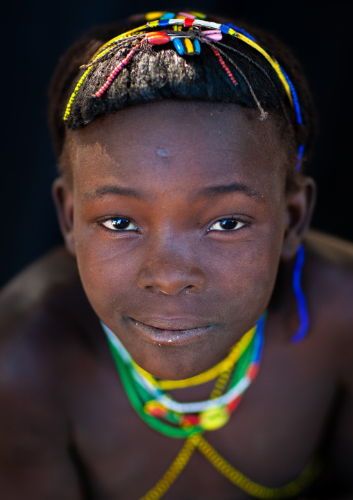 Portrait of a Muhacaona tribe girl, Cunene Province, Oncocua, Angola