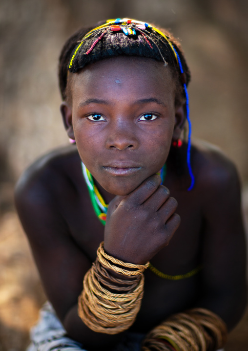 Portrait of a Muhacaona tribe girl, Cunene Province, Oncocua, Angola