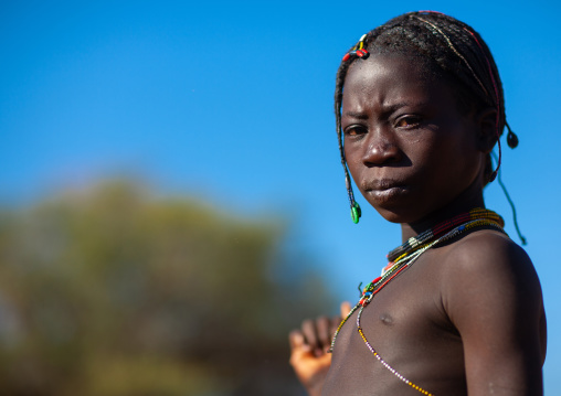 Portrait of a Muhacaona tribe girl, Cunene Province, Oncocua, Angola