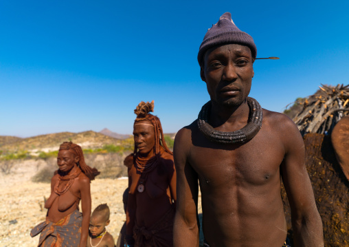 Himba tribe men and women, Cunene Province, Oncocua, Angola