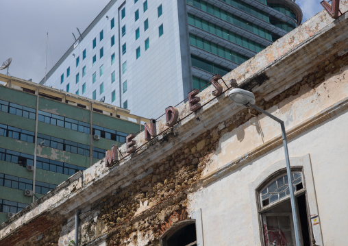 Old colonial building in front of skyscrapers, Luanda Province, Luanda, Angola