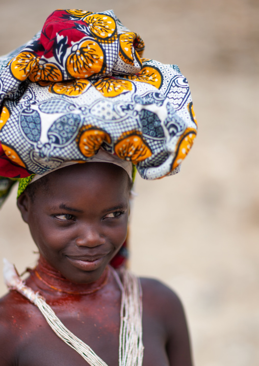 Portrait of a Mucubal tribe girl, Namibe Province, Virei, Angola