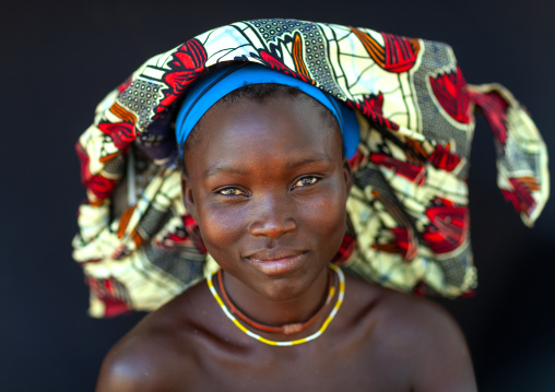 Portrait of a Mucubal tribe women wearing colorful headwears, Namibe Province, Virei, Angola