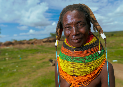 Portrait of a Mumuhuila tribe woman, Huila Province, Chibia, Angola