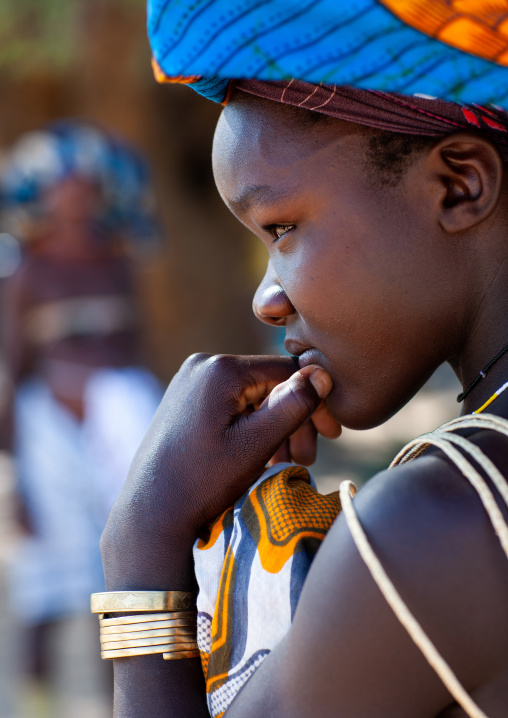 Portrait of a Mucubal tribe young woman, Namibe Province, Virei, Angola