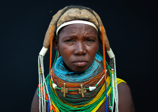 Portrait of a Mumuhuila tribe woman, Huila Province, Chibia, Angola