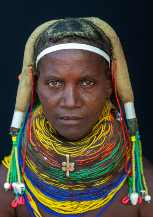 Portrait of a Mumuhuila tribe woman, Huila Province, Chibia, Angola