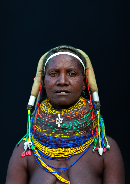 Portrait of a Mumuhuila tribe woman, Huila Province, Chibia, Angola