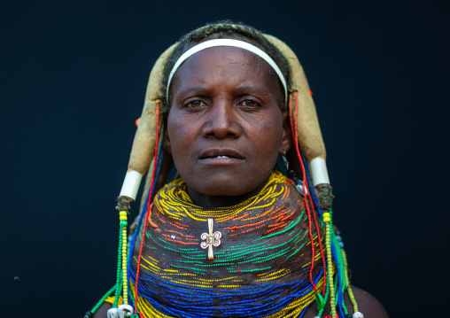 Portrait of a Mumuhuila tribe woman, Huila Province, Chibia, Angola