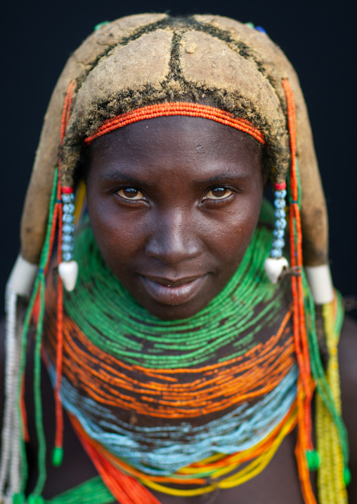 Portrait of a Mumuhuila tribe woman, Huila Province, Chibia, Angola