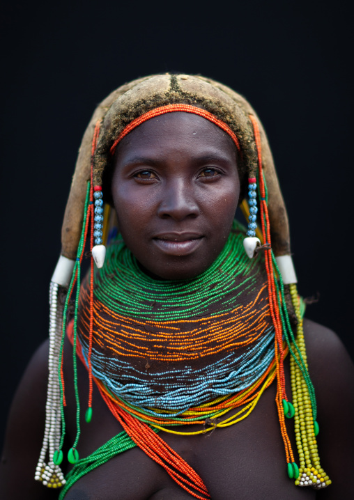 Portrait of a Mumuhuila tribe woman, Huila Province, Chibia, Angola