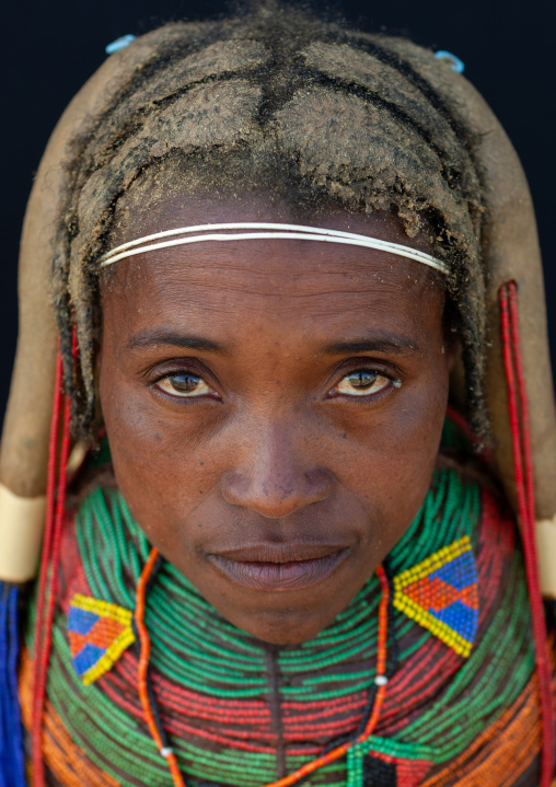 Portrait of a Mumuhuila tribe woman, Huila Province, Chibia, Angola