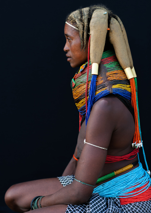 Portrait of a Mumuhuila tribe woman, Huila Province, Chibia, Angola