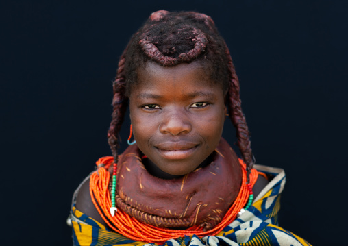 Portrait of a Mumuhuila tribe girl, Huila Province, Chibia, Angola