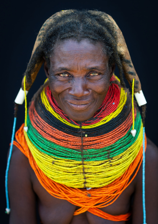 Portrait of a Mumuhuila tribe woman, Huila Province, Chibia, Angola