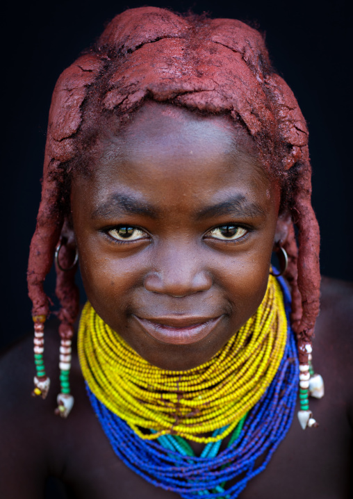 Mumuhuila tribe girl portrait, Huila Province, Chibia, Angola