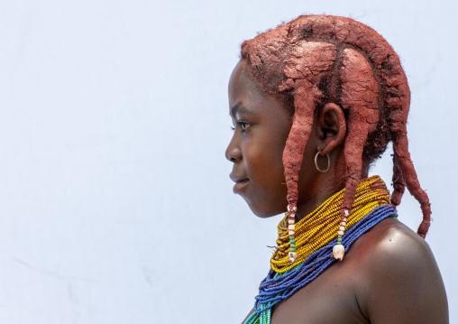 Portrait of a Mumuhuila tribe girl, Huila Province, Chibia, Angola