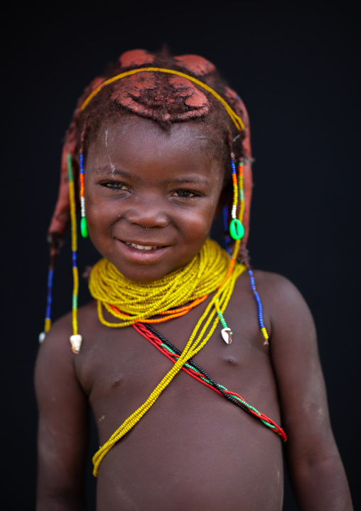 Portrait of a Mumuhuila tribe girl, Huila Province, Chibia, Angola