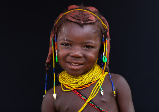 Portrait of a Mumuhuila tribe girl, Huila Province, Chibia, Angola