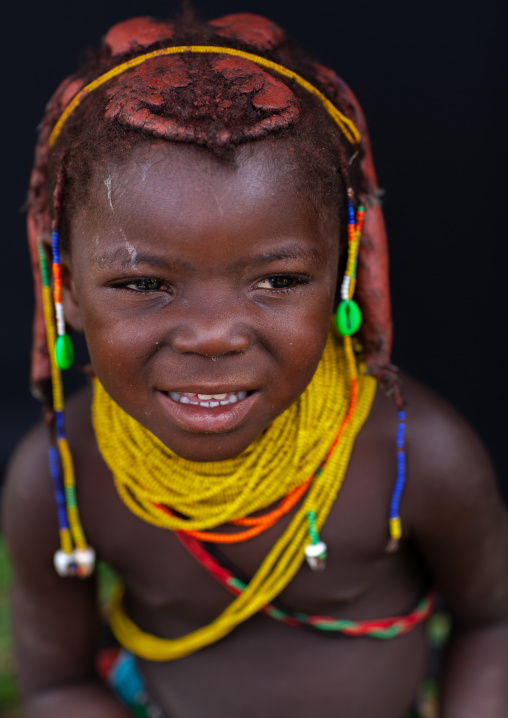 Portrait of a Mumuhuila tribe girl, Huila Province, Chibia, Angola