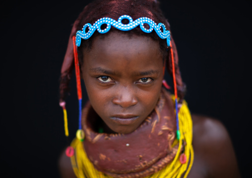 Portrait of a Mumuhuila tribe girl, Huila Province, Chibia, Angola