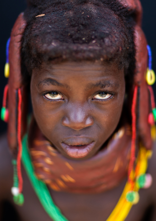 Portrait of a Mumuhuila tribe girl, Huila Province, Chibia, Angola