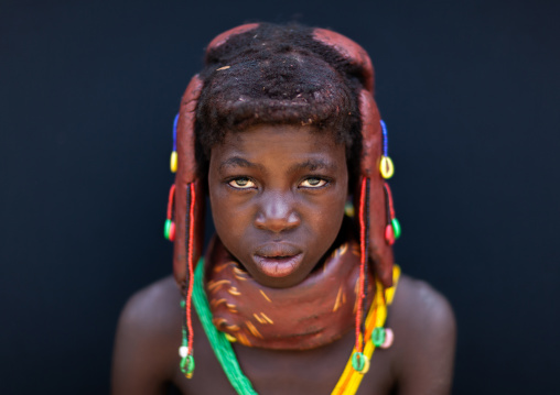 Portrait of a Mumuhuila tribe girl, Huila Province, Chibia, Angola