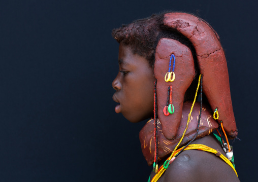 Portrait of a Mumuhuila tribe girl, Huila Province, Chibia, Angola