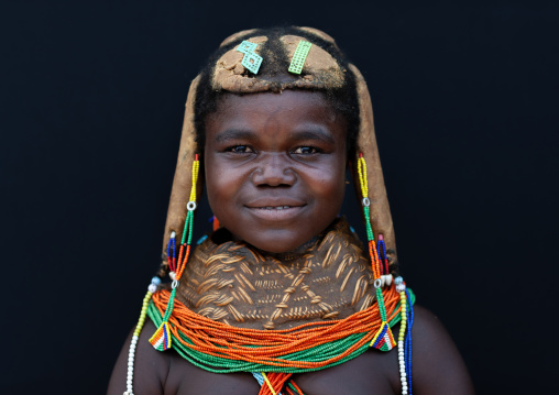 Portrait of a Mumuhuila tribe woman, Huila Province, Chibia, Angola