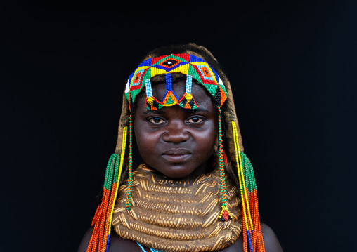 Portrait of a Mumuhuila tribe woman, Huila Province, Chibia, Angola