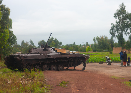 Old tank from the civil war abandoned in a village, Bié Province, Kuito, Angola