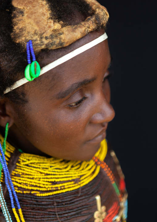 Portrait of a Mumuhuila tribe woman, Huila Province, Chibia, Angola