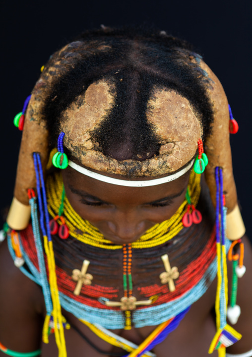 Portrait of a Mumuhuila tribe woman, Huila Province, Chibia, Angola