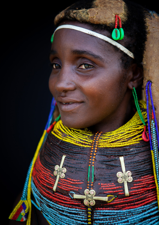 Portrait of a Mumuhuila tribe woman, Huila Province, Chibia, Angola