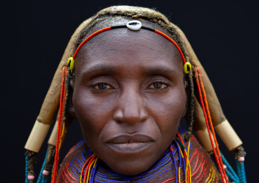 Portrait of a Mumuhuila tribe woman, Huila Province, Chibia, Angola