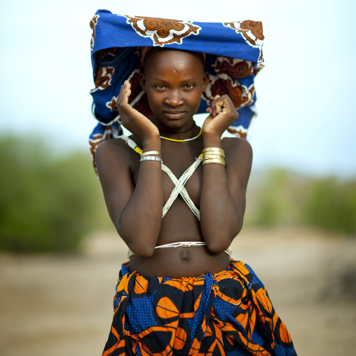 Mucubal Teenage Girl With Ompota Headdress, Virie Area, Angola