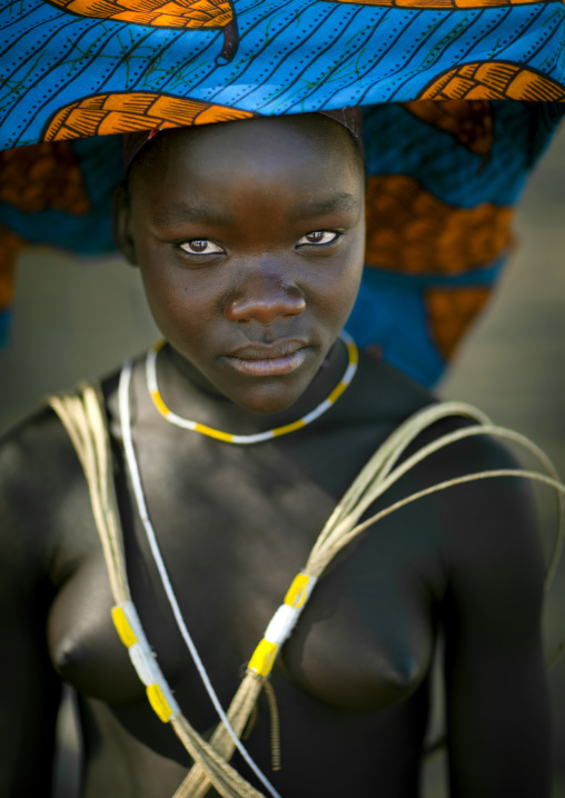 Mucubal Teenage Girl With Ompota Headdress, Virie Area, Angola