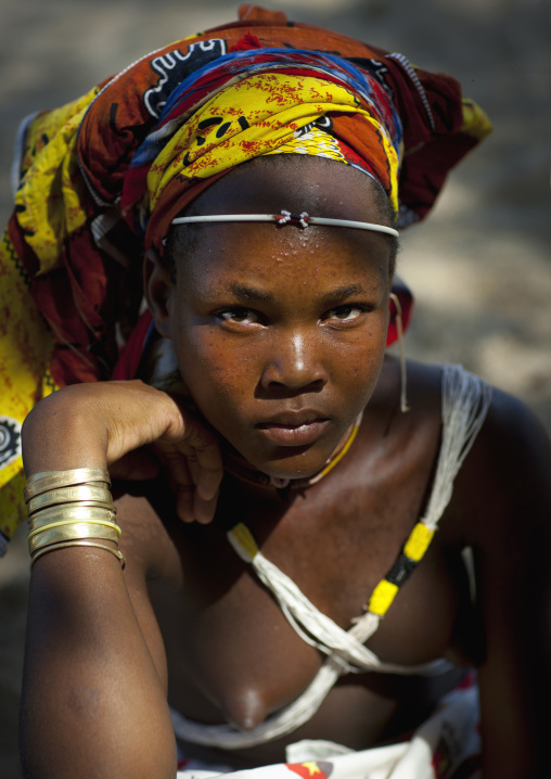 Mucubal Teenage Girl With Ompota Headdress, Virie Area, Angola