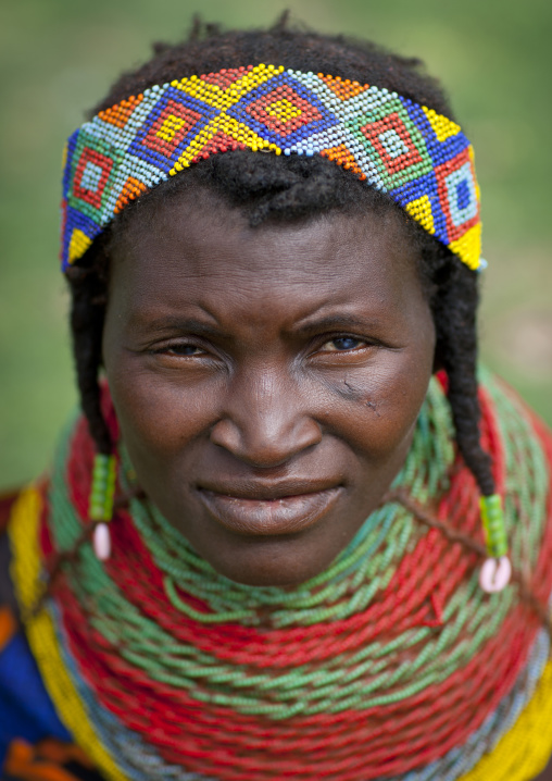 Mwila Woman Wearing The Vilanda Necklace, Chibia Area, Angola