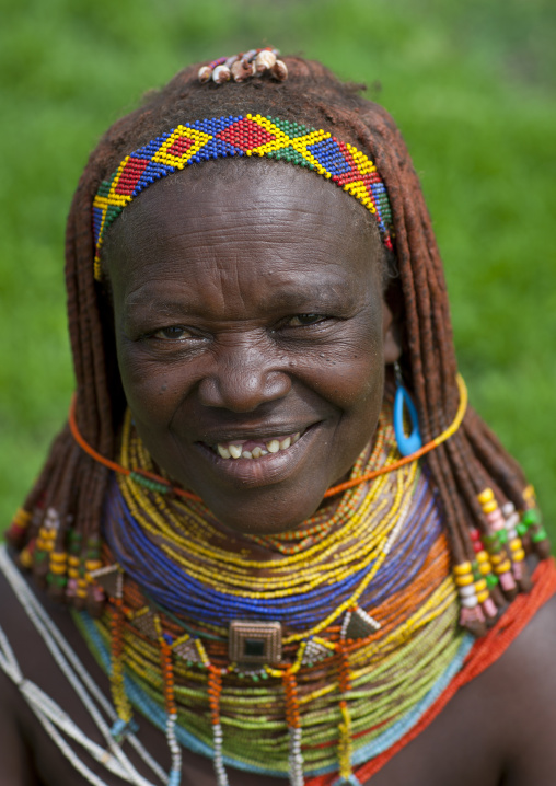 Mwila Woman Wearing The Vilanda Necklace, Chibia Area, Angola