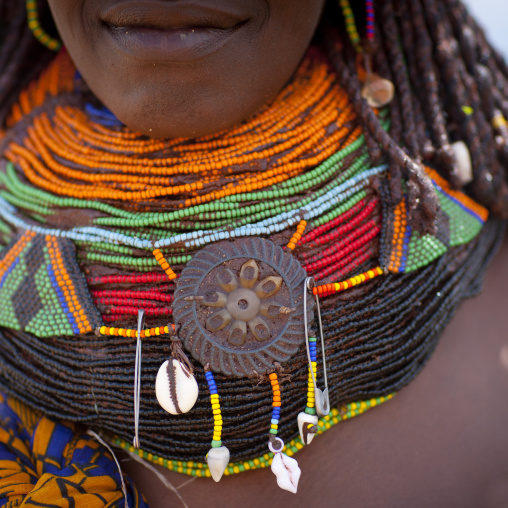 Mwila Woman Wearing The Vilanda Necklace, Chibia Area, Angola