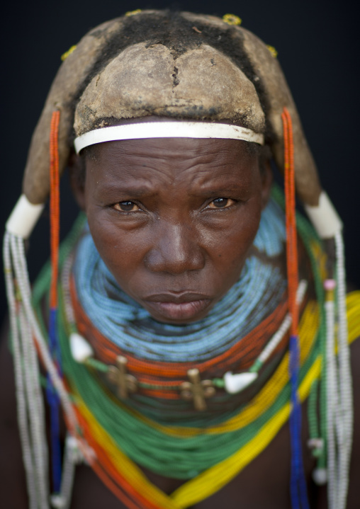 Mwila Woman Wearing The Vilanda Necklace, Chibia Area, Angola