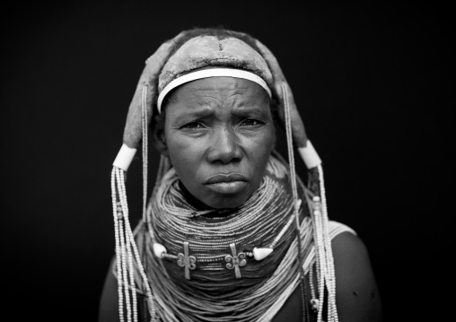 Mwila Woman Wearing The Vilanda Necklace, Chibia Area, Angola